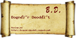 Bognár Deodát névjegykártya