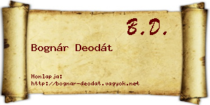 Bognár Deodát névjegykártya