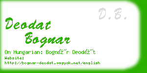 deodat bognar business card